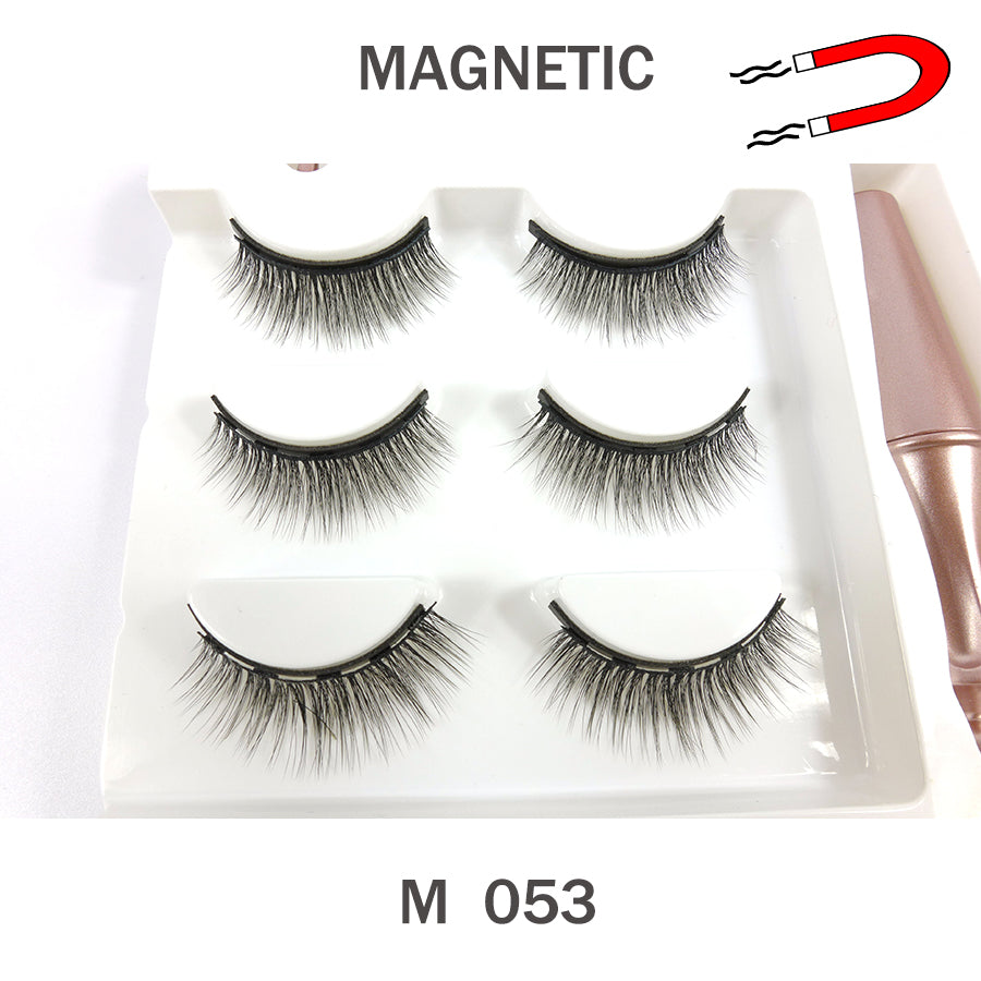 False Eyelashes 3 Pairs Magnetic Eyelashes With 1 Pc Magnetic Eyeliner and Tweezer Set Makeup