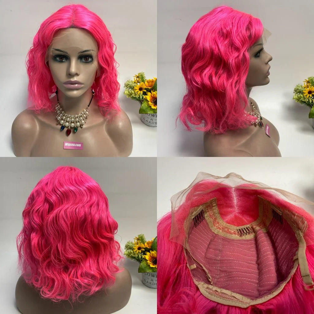 Pink Color Frontal Lace Wig