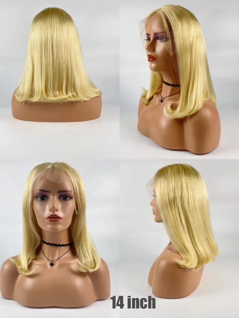 A-121 Blonde 613 Color 13*4″ Bob Cut Lace Frontal Wig