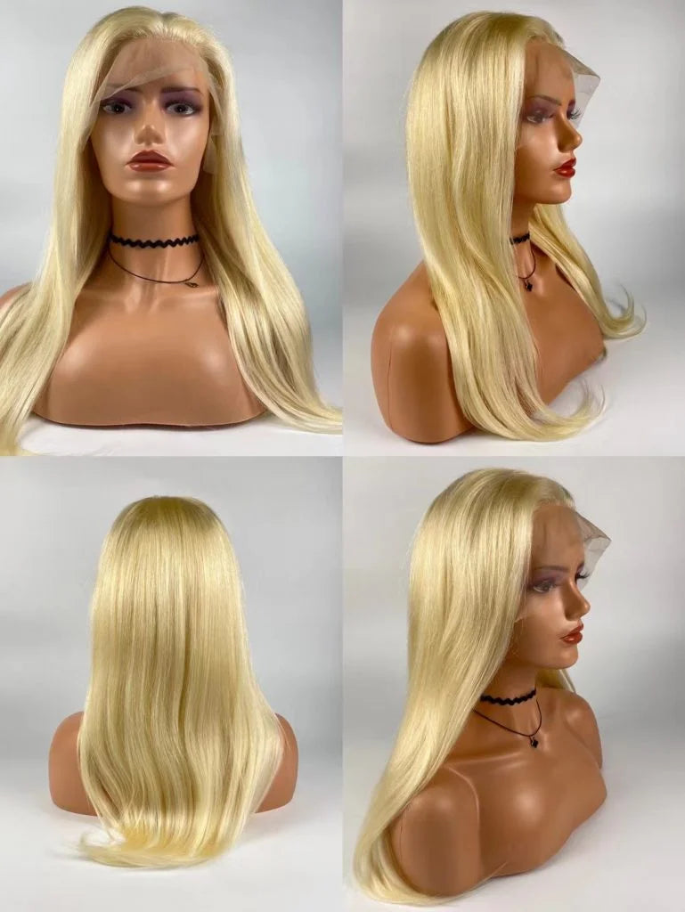 A-122 Blonde 613 Color Straight Frontal Lace Wig 20 Inch