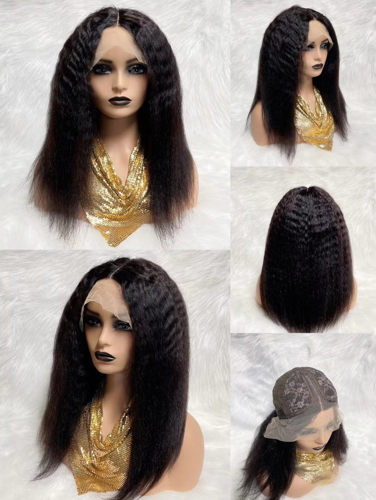 A-124 KKS T Lace Wig Black Color 100% Human Hair Made