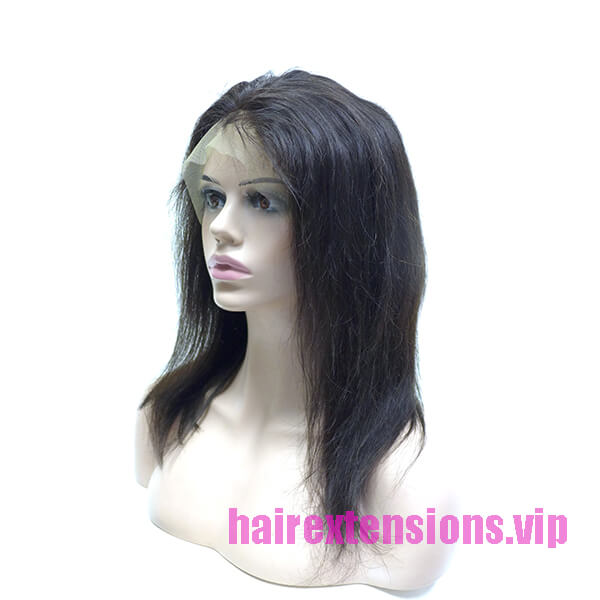 High density human hair made lace frontal wig straight with natural black color
