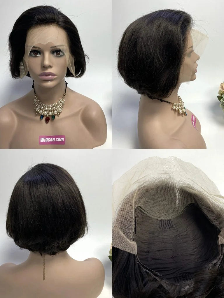 A-03 High Quality Pixie 13×4″ Lace Wig Natural Black Color
