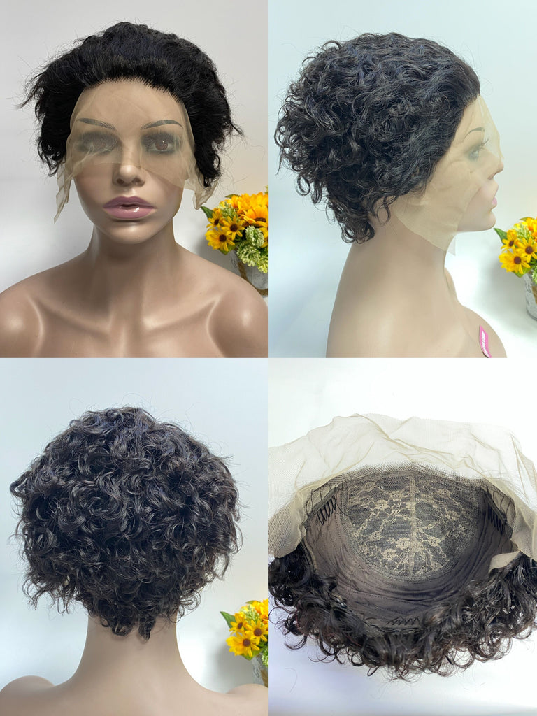 A-08 Color Short Pixie Curly 13*1″ Lace Wig